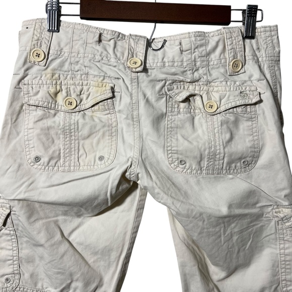 Abercrombie & Fitch Cargo Pants Size 4 Cream Low Rise Utility Y2K Pocket Detail - Picture 5 of 8